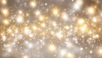 Sparkling golden and white lights bokeh background.