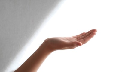 Open hand, palm up, offering.