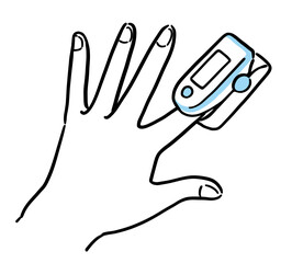 パルスオキシメーターのイラスト（手描きのゆるいタッチ）