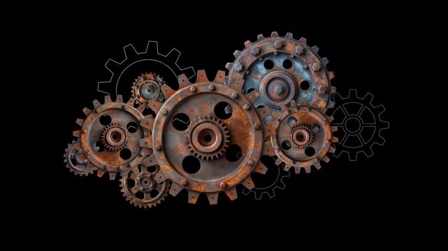 Animated gears with alpha channel. You Can Place The Element On Any Background Or Picture.