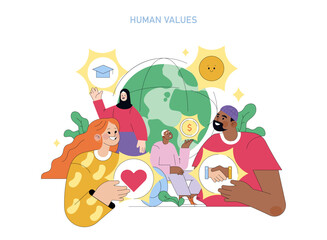 Human Values. Flat Vector Illustration