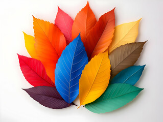 Fototapeta premium A vibrant arrangement of colorful leaves showcasing the beauty of nature's palette.