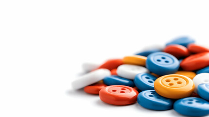 A vibrant assortment of colorful buttons piled together, perfect for crafting and DIY projects.