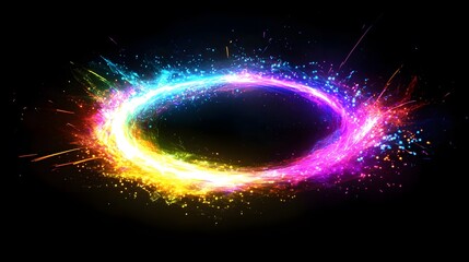 Obraz premium Vibrant Colorful Ring of Light Energy Explodes