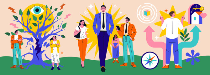 Logotherapy. Flat Vector Illustration