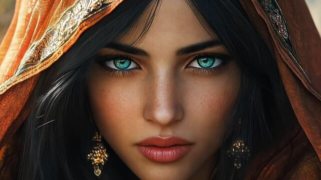 Portrait of a Fictional Pretty Young Fashion Berber Woman