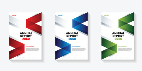 Modern folding ribbon theme book cover template in gradient color. A4 size book cover template for annual report, magazine, booklet, proposal, portfolio, brochure, poster