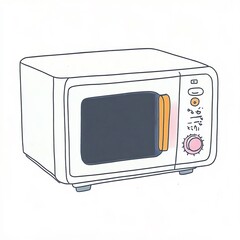 Charmingly Illustrated Retro Microwave Oven in Clean Style. AI Generated