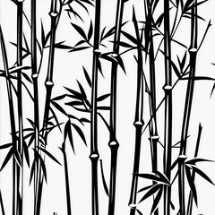 Black and white drawing of Bamboo Stalks