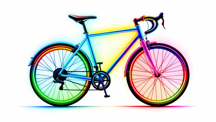Fototapeta premium Neon bicycle on white background