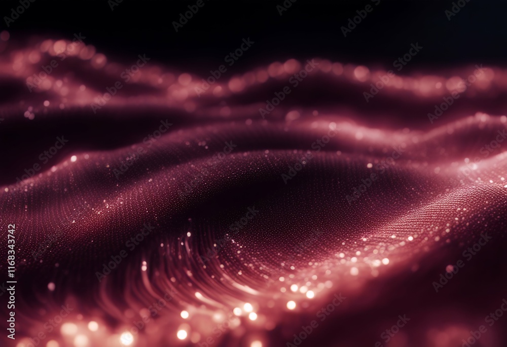 Wall mural bokeh glowing field depth futuristic abstract wave shape particles digital