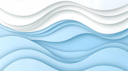 Fototapeta premium Abstract Blue and White Waves Paper Cut Design Background for Website or Brochure.