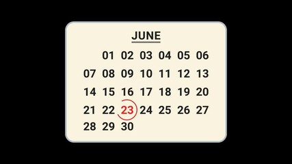 23 June Calendar Date Animation