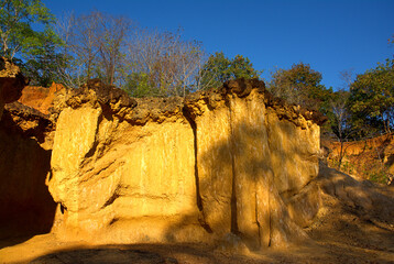 The subsidence of the soil has occurred over thousands of years, and everything is natural. This place is located in the northern part of Thailand.