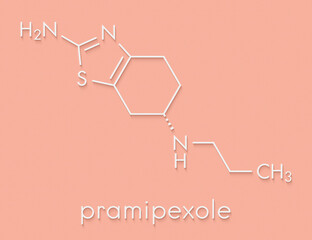 Pramipexole drug molecule. Skeletal formula.