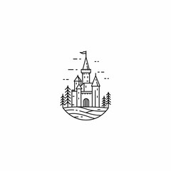 Obraz premium Minimalist Black and White Line Art Logos of Scenic Homestays by Nature.
