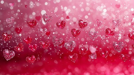 valentine background charm gradient concept. Colorful hearts sparkle on a vibrant pink background.