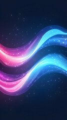 Abstract glowing pink blue waves, dark background, digital art, website design.