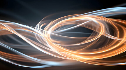 Abstract swirling light waves, dark background, energy concept, website banner.