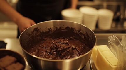 Rustic Kitchen Scene with Melting Chocolate