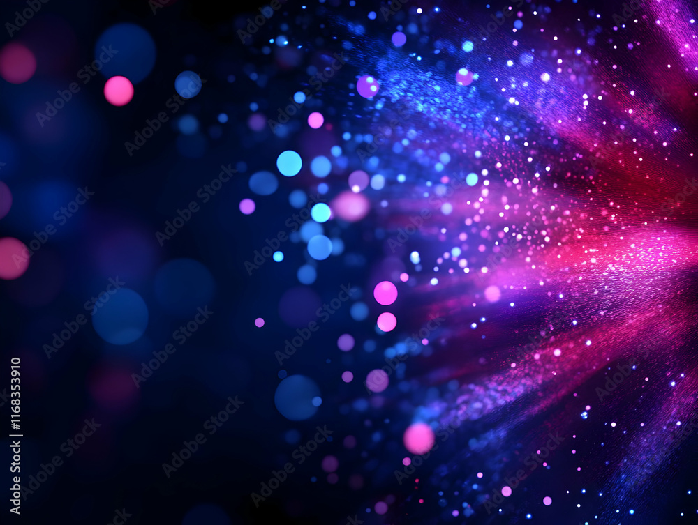 Poster vibrant abstract background with colorful bokeh lights and particles creating a dynamic and energeti