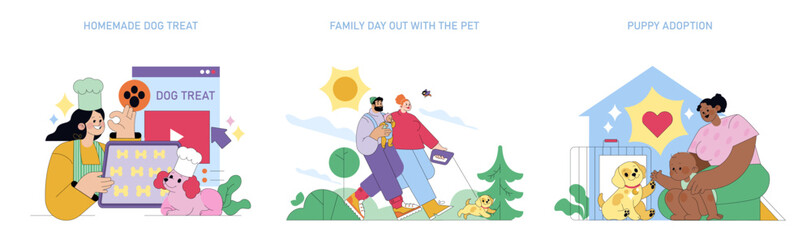 National Puppy Day. Flat Vector Illustration