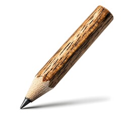 Wooden Pencil on White Background Ideal for Writing and Drawing Themes