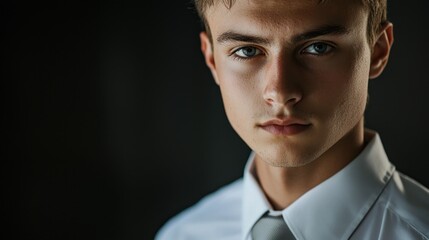 Obraz premium Portrait of a Young Man in a White Shirt