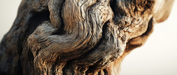 Close-up of gnarled, textured wood.