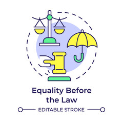 Law equality multi color concept icon. Equal protection, legal system. Legislation, justice. Round shape line illustration. Abstract idea. Graphic design. Easy to use in infographic, presentation