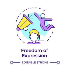 Expression freedom multi color concept icon. Cultural acceptance, personal opinion. Round shape line illustration. Abstract idea. Graphic design. Easy to use in infographic, presentation
