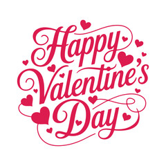 Happy Valentine's Day typography design with love shaped