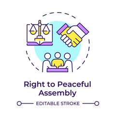 Peaceful assembly right multi color concept icon. Human rights, social movement. Round shape line illustration. Abstract idea. Graphic design. Easy to use in infographic, presentation