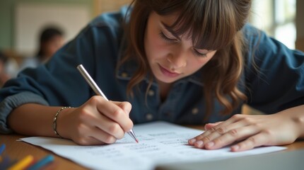 Student checking answers on an exam
