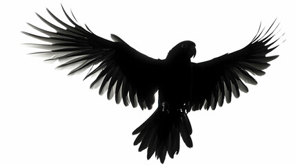 Obraz premium Silhouette of a majestic bird with outstretched wings, symbolizing freedom and grace against a plain backdrop.