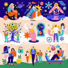 Fototapeta premium Logotherapy. Flat Vector Illustration