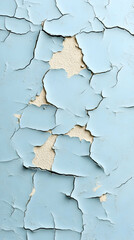 Obraz premium Cracked Blue Paint on Exterior Wall, Urban Decay Texture, Background, Design.
