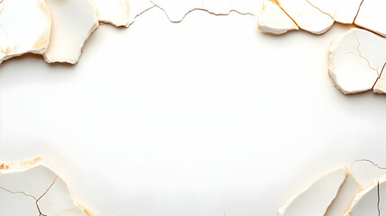 Cracked white meringue frame, minimalist food background, blank space, design element, recipe mockup.