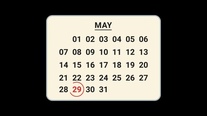 29 May Calendar Date Animation