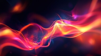 Obraz premium Abstract fiery waves digital art on dark background