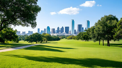 Dallas Skyline View from Lush Park.