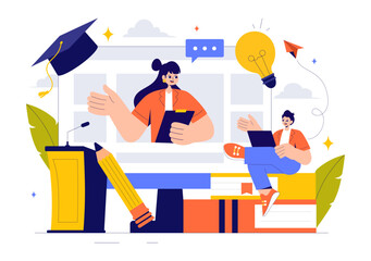 Rhetoric or Elocution School Class Illustration Featuring Hand Gestures, Voice Training, and Speech Improvement for Persuasion Skills Development