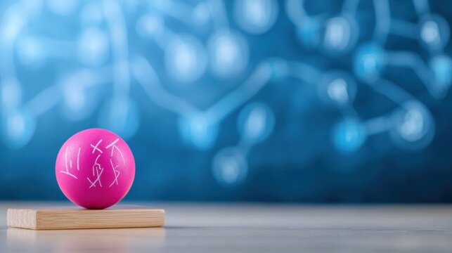 Pink ball with strategy diagram on chalkboard background in classroom setting