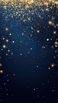 Elegant glittering gold and navy blue festive background with sparkling stars