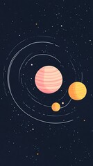 Fototapeta premium Celestial Bodies Gracefully Orbiting in a Dark Cosmic Illustration. AI Generated