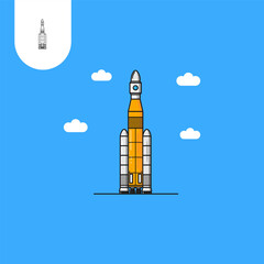 rocket in the sky blue