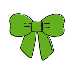 Bow Ribbon Illustration, A decorative green bow Illustration, often seen in Irish-themed festivities.