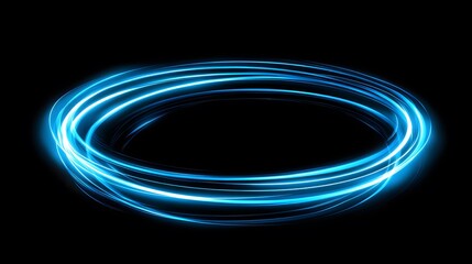 Abstract Blue Light Circles Glowing Dark Background