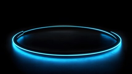 Glowing Blue Neon Circle Abstract Design