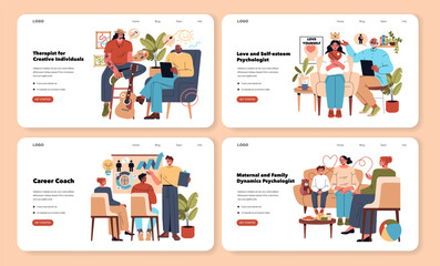 Psychotherapists. Flat Vector Illustration